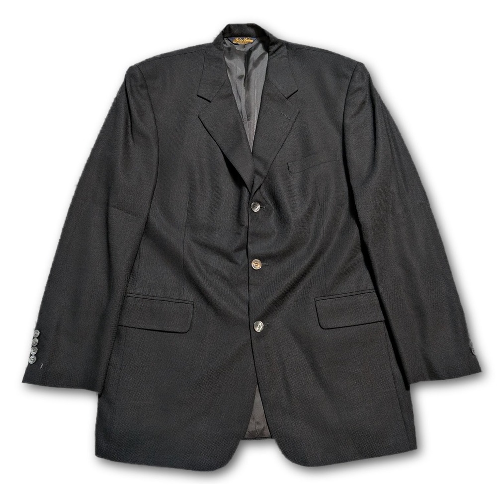 Brooks Brothers Mens 42L Blazer Black Made In USA 100% Wool Regular Suit 42LG